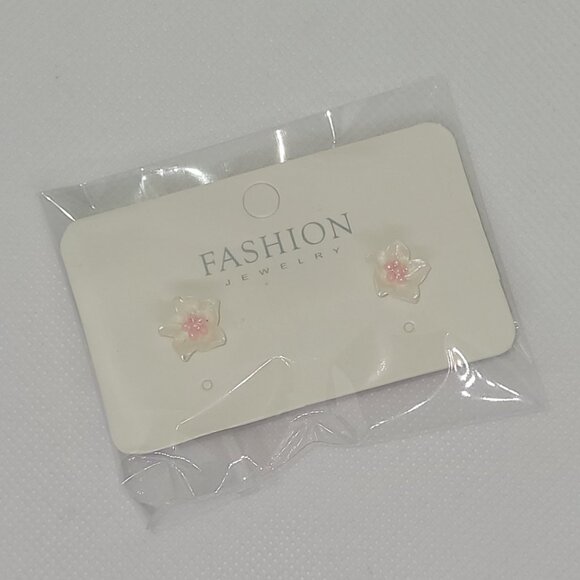 Orchid Flower Stud Earrings - Picture 2 of 2